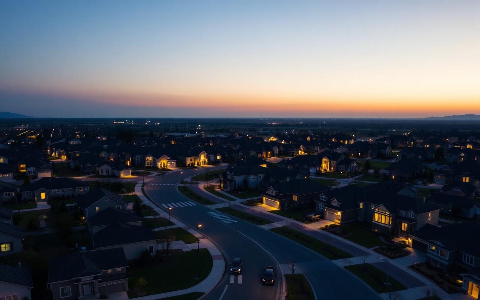 Luxury community at twilight